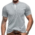 thumbnail image 1 of Lovzfmll Shirts for Men, Men's Casual Summer Shirts Solid Color Tees Golf Stylish Tops Classic Button Basic Short Sleeve Shirt Tees Golf Stylish Tops Beefy Muscle Basic Solid Color Tee Tops Gray 2XL, 1 of 5