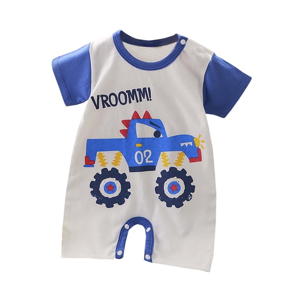 Lovzfmll Short Sleeve Romper for Toddlers, Cotton Snap Crotch Jumpsuit for Little Boys & Girls, Long Pants Casual Outfits for 66