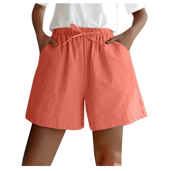 Lovzfmll Shorts for Women, Plus Size Quick Drying Walking Daily Summer Loose and Comfortable Fashion Casual Pocket Solid Casual Elastic High Waist Workout Women Short Red 2XL