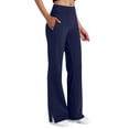 thumbnail image 1 of Lovzfmll Side Slit Yoga Leggings for Women, Solid Color Active, Straight Full Length Leggings Navy, M, 1 of 8