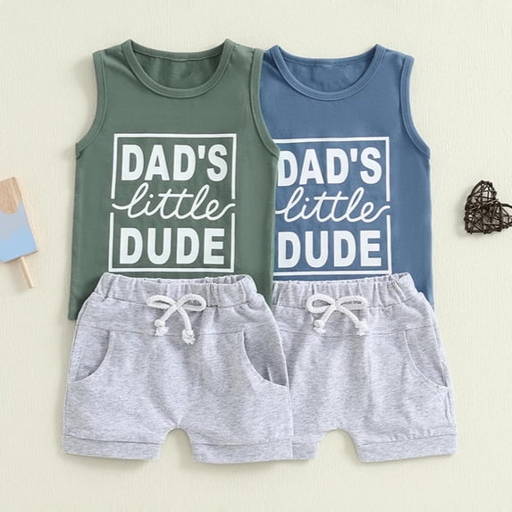 Lovzfmll Sleeveless Tank Top Short Set for Boys, Solid Color Top & Elastic Shorts, Summer Casual Outfits for Infant 6-12 Months
