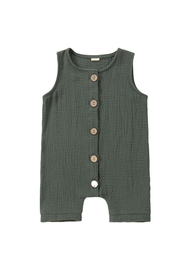 Solid Color Sleeveless Romper for Toddlers, Cotton Snap Crotch Jumpsuit for Little Boys & Girls, Casual Summer Outfits for 0-3 Months