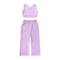 thumbnail image 1 of Lovzfmll Solid Color Tank Top Wide Leg Set for Girls, Sleeveless Round Neck Top & Wide Leg Pants, Casual Outfits for Kids 9-10 Years, 1 of 6