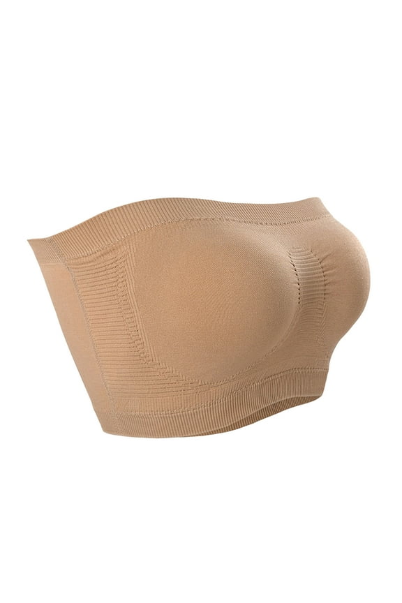 Strapless Bras for Women, Push-Up Seamless Bandeau Bra, Strapless Pull-On Stretchable Convertible Strapless Bra