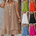 thumbnail image 1 of Lovzfmll Summer Solid Round Neck Short Sleeve Casual Women's Mini Shift Dress Sleeveless Loose Crew Neck Blue, L, 1 of 6
