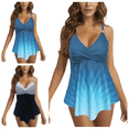 thumbnail image 1 of Lovzfmll Swim Dress Set for Women, White Polka Dot Print Crop Top Dress and Shorts, Two Piece Bathing Suit for Beach, 1 of 8