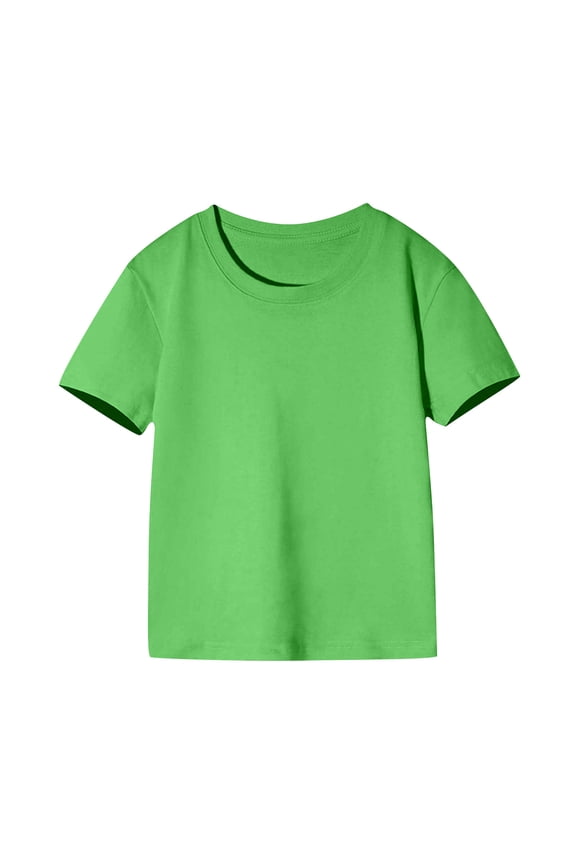 T-Shirts for Boys & Girls, Solid Color Cotton Short Sleeve Tee, Casual Loose Fit Pullover Classic T-Shirt for Kids 8-9 Years