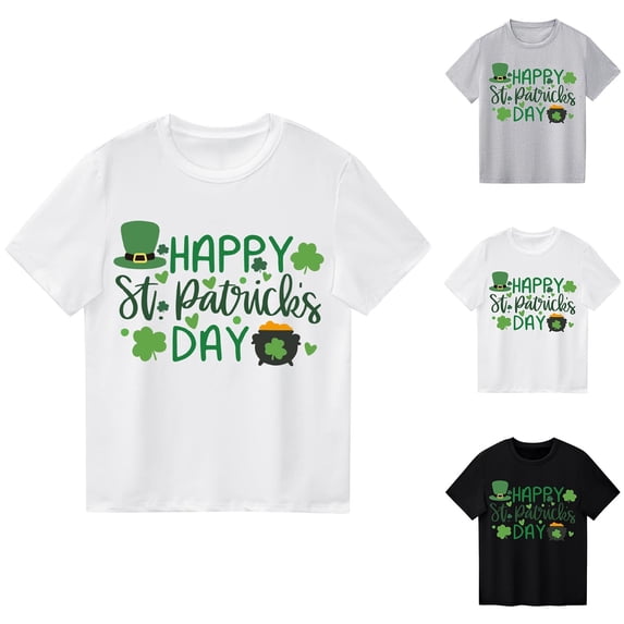 Lovzfmll T-Shirts for Boys & Girls, St. Patrick's Day Print Short Sleeve Tee, Casual Loose Fit Pullover Graphic Tees for Toddler 1-2 Years