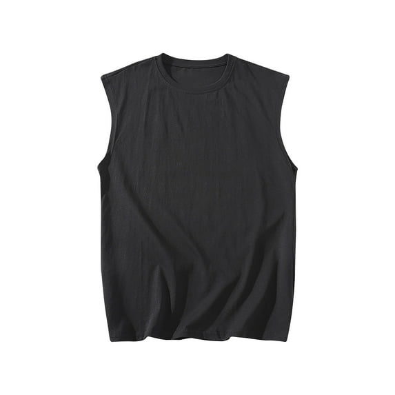 Lovzfmll Tank Tops Men, Men's Sport Tank Tops for Bodybuilding Gym Shirts Men Oversized Athletic Workout Round Neck Lightweight Casual Solid Color Sleeveless Sport Tank Top Black 5XL