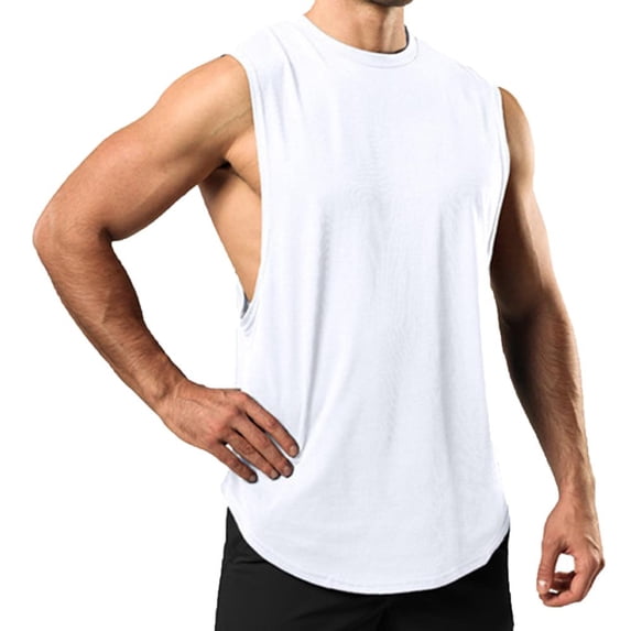 Lovzfmll Tank Tops Men, Men's Tank Top Undershirts Quick Drying Sleeveless Breathable Tank A Shirt Comfortable Solid Color Summer Casual Personality Sports Round Neck Tank Top White XL