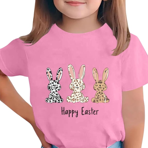 Lovzfmll Teen Girl's T-Shirts, Easter Print Short Sleeve Tee, Casual Loose Fit Pullover Graphic Tees for 12-13 Years