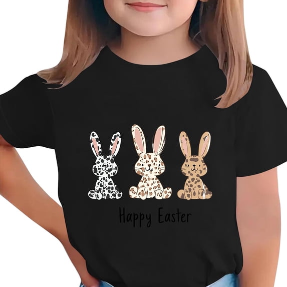 Lovzfmll Teen Girl's T-Shirts, Easter Print Short Sleeve Tee, Casual Loose Fit Pullover Graphic Tees for 14-15 Years