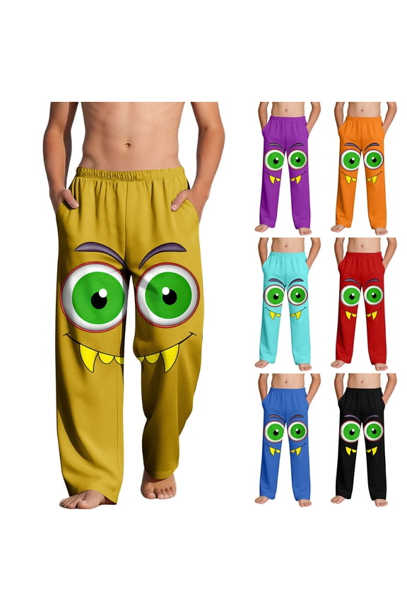 Toddler Boy's Pants, Emoji Print Elastic Waist Straight Casual Pants, Full Length Outfits for 4-5 Years