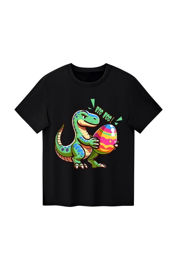 Toddler Boy's T-Shirts, Easter Dinosaur Print Short Sleeve Tee, Casual Loose Fit Pullover Graphic Tees for 2-3 Years
