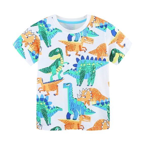 Lovzfmll Toddler Boy's T-Shirts, Sailboat Print Short Sleeve Tee, Casual Loose Fit Pullover Graphic Tees for 4-5 Years