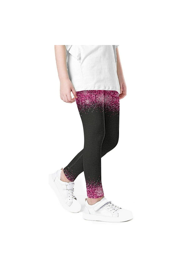 Toddler Girl's Pants, Glitter Print Lightweight Mosquito Repellent Pants, Ankle Length Outfits for 3-4 Years