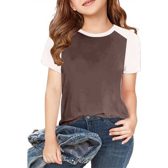 Lovzfmll Toddler Girl's T-Shirts, Colorblock Short Sleeve Tee, Casual Loose Fit Pullover Classic T-Shirt for 12-18 Months