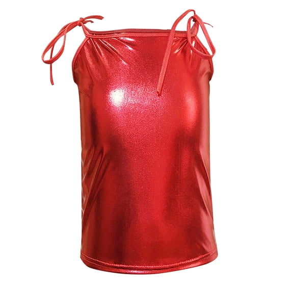 Lovzfmll Toddler Girl's Tops, Solid Color Glitter Strappy Tank Top for Performance, Dressy Relaxed Fit Sleeveless Pullover Spaghetti Straps Blouses for 4-5 Years