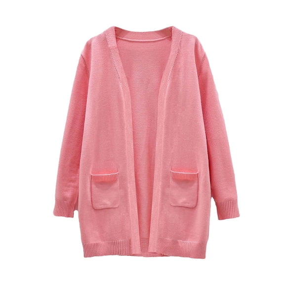 Lovzfmll Toddler Girls Long Knit Cardigan, Oversized Fit with Pockets, Ribbed Warm Winter Coat for Dressing Up for 9 Months - 7 Years
