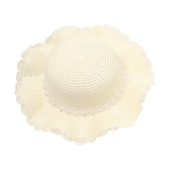 Lovzfmll Toddler Girls Straw Bucket Hat Wide Brim Sun Protection Summer Outdoor Beach Play Sun Hat for Little Kids Age 2-8 Years