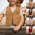 thumbnail image 1 of Lovzfmll Toddler Girls Suede Vest, Western Fringe Cropped Design, Open Front Warm Winter Wear for Style for 3-12 Years, 1 of 6