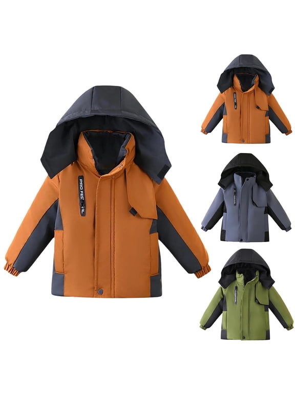 Toddler Kids Girls Boys Winter Coat Hooded Puffer Jacket Warm Full Zipper Front Comfortable Essential for 3-7 Years