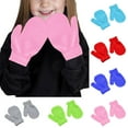 thumbnail image 1 of Lovzfmll Toddler Knit Mittens, Kids's Outdoor Winter Gloves, Solid Color Cute Fleece Lined for Ages 1-3 Years, Soft Yarn, Pink, 1 of 7