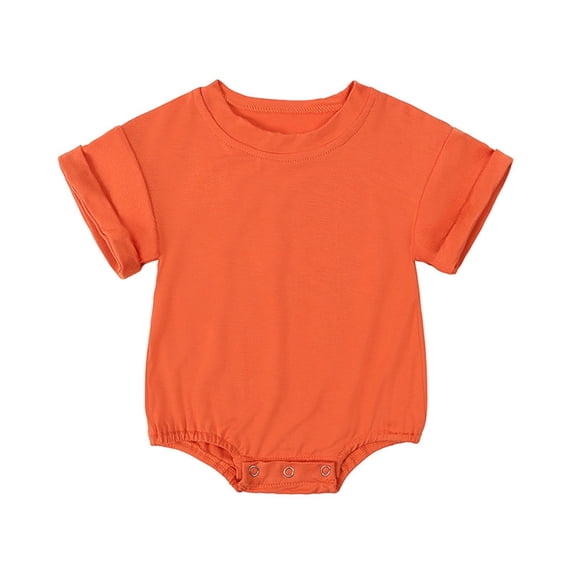Lovzfmll Toddler's Bamboo Viscose Short Sleeve Romper, Solid Color Crew Neck Snap Crotch Jumpsuit for Little Boys & Girls, Summer Outfits for 3-6 Months