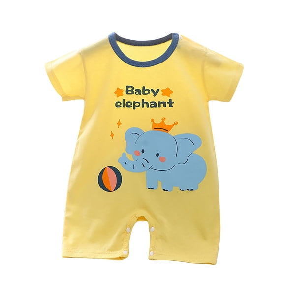 Lovzfmll Toddler's Cartoon Print Short Sleeve Romper, Cotton Snap Crotch Jumpsuit for Little Boys & Girls, Everyday Summer Outfits for 3-6 Months
