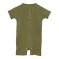 thumbnail image 1 of Lovzfmll Toddler's Ribbed Knit Raglan Romper, Solid Color Short Sleeve Snap Crotch Jumpsuit for Little Boys & Girls, Summer Outfits for 6-9 Months, 1 of 6