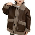 thumbnail image 1 of Lovzfmll Toddlers Kids Boys Girls Leather Sherpa Jacket, Color Block Plush Lining, Stylish Warm Winter Coat for Kids for 4-11 Years, 1 of 7
