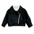 thumbnail image 1 of Lovzfmll Toddlers Kids Boys Girls PU Leather Jacket, Notch Collar Zip Front, Stylish Warm Winter Coat for Kids for 1-11 Years, 1 of 4