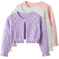 thumbnail image 1 of Lovzfmll Toddlers Kids Girls Lace Knit Cardigan, Thin Open Front with Buttons, Ribbed Ruffle Warm Summer Wear for 12 Months - 9 Years, 1 of 8