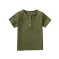 thumbnail image 1 of Lovzfmll Tops for Girls, Girl's T Shirts Button Short Sleeve Cute Graphic Tees Round-Neck Summer Tops Children Toddler Kids Fashion Lightweight Solid Color Causal Loose Top Army Green 2 Years, 1 of 4