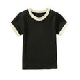 thumbnail image 1 of Lovzfmll Tops for Girls, Girl's T Shirts Short Sleeve Cute Graphic Tees Round-Neck Summer Tops Children Toddler Kids Fashion Comfortable Solid Color Causal Loose Lightweight Top Black 2 Years, 1 of 3