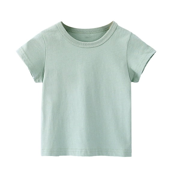 Lovzfmll Tops for Girls, Girl's T Shirts Toddler Baby Boys Girl Comfortable Solid Color Casual Loose Cotton T-shirt Top Short Sleeve Cute Graphic Tees Round-Neck Summer Tops Gray 10-11Years