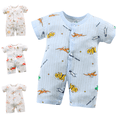 thumbnail image 1 of Lovzfmll Tractor Print Short Sleeve Romper for Toddlers, Cotton Crew Neck Snap Crotch Jumpsuit for Little Boys & Girls, Casual Summer Outfits for 0-2 Months, 1 of 6