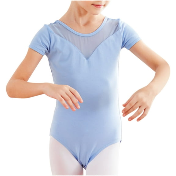 Lovzfmll Tutu Leotard One-Piece, Girls Short Sleeve Ballet Dance Costume Pull-On Soft Comfy Recital Outfit for 4-5 Years