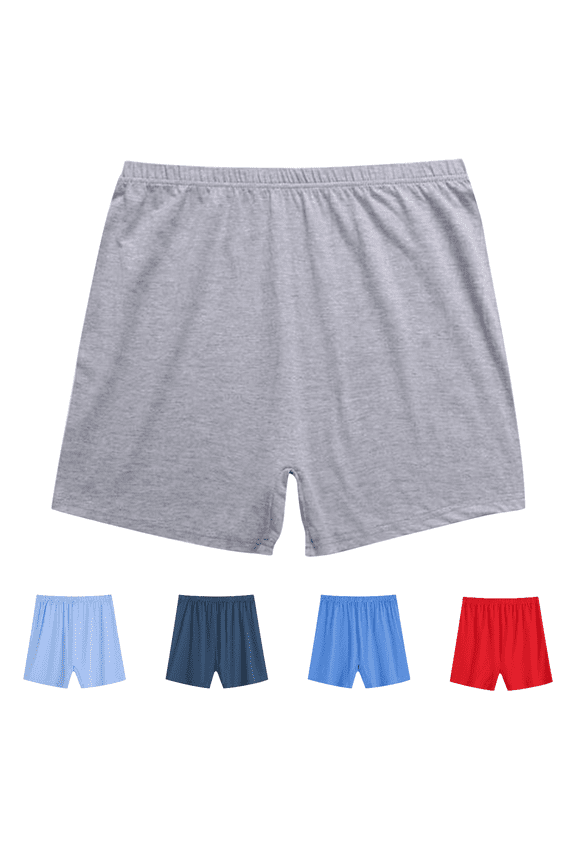 Underwear High Waist Cotton Boxers, Unisex Solid Color Breathable Underpants, Plus Size Comfort Relaxed Fit