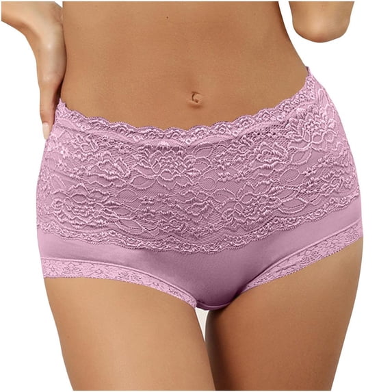 Lovzfmll Underwear Women Pack, Women's Briefs Cotton Mid Waist Solid Color Comfortable Breathable Physiological Underwear Panties Ladies Panty Purple XL