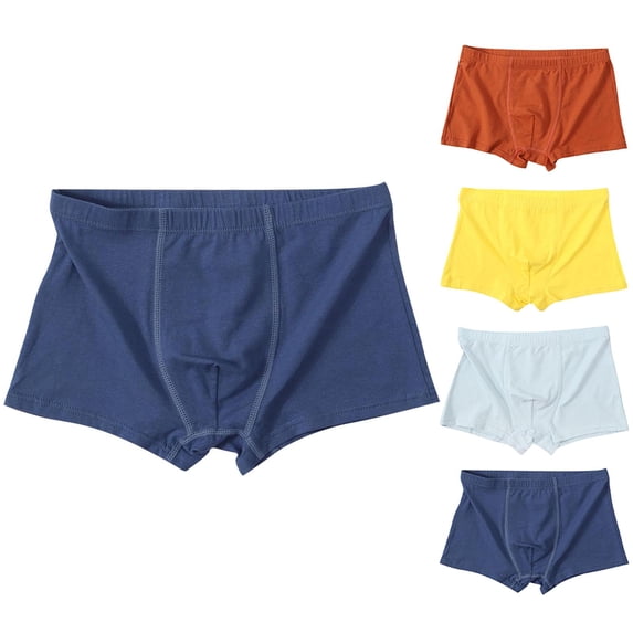 Lovzfmll Underwear for Boys, Comfort Boxer Briefs for Big Kids, Cotton Breathable Solid Color with Antibacterial Protection for Child 7-10 Years