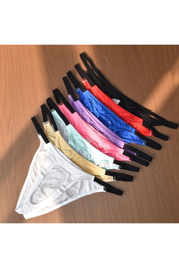 Underwear for Men, Ice Silk Low-Rise Quick-Dry Triangle Briefs, Semi-Covered Hip Panties Blue, XL