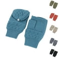 thumbnail image 1 of Lovzfmll Unisex Convertible Mittens, Winter Knit Flip Top Gloves, Fingerless to Full Finger Solid Color Thermal Handwear, Sky Blue, 1 of 3