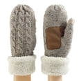 thumbnail image 1 of Lovzfmll Unisex Knit Wool Mittens, Outdoor Windproof Gloves, Thickened Fleece Lined Cold Protection for Extreme Weather, Khaki, 1 of 7