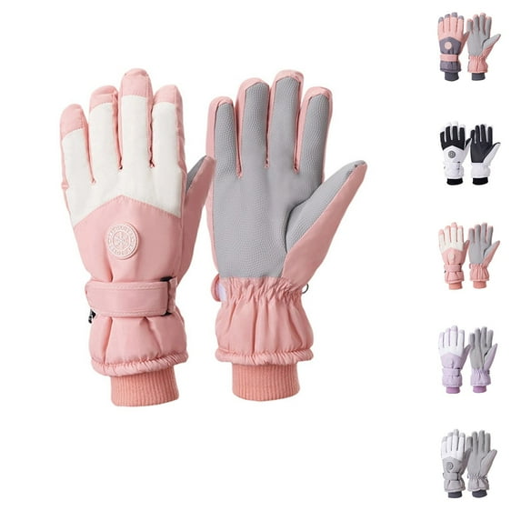 Lovzfmll Unisex Ski & Riding Gloves, Touchscreen Winter Gloves, Fleece Lined Windproof Outdoor Sports Handwear, Durable Exterior, Pink