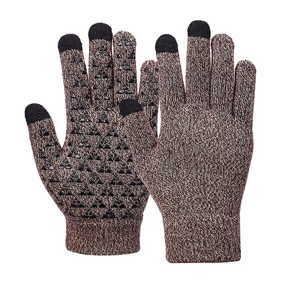 Lovzfmll Unisex Touchscreen Gloves, Knit Winter Gloves with Fleece Lining, Thermal Insulated for Smartphone Use During Winter Activities, Coffee