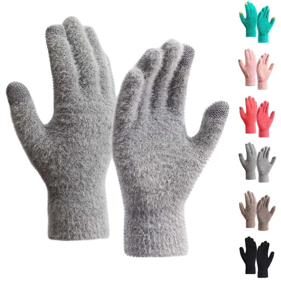 Lovzfmll Unisex Touchscreen Gloves, Winter Gloves with Plush Lining, Thermal Insulated for Smartphone Use in Cold Climate Conditions, Gray