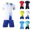 thumbnail image 1 of Lovzfmll V-Neck Soccer Short Set, Short Sleeve Top & Elastic Shorts for Boys & Girls, Breathable Sport Outfits for Kids 8-9 Years, 1 of 9