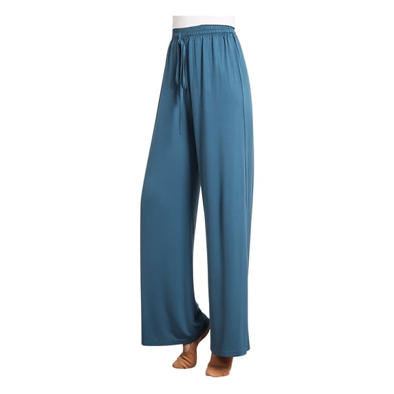 Lovzfmll Wide Leg Pants for Women, Modal Yoga Dance Pants, Casual Ankle Length Pants Blue, L