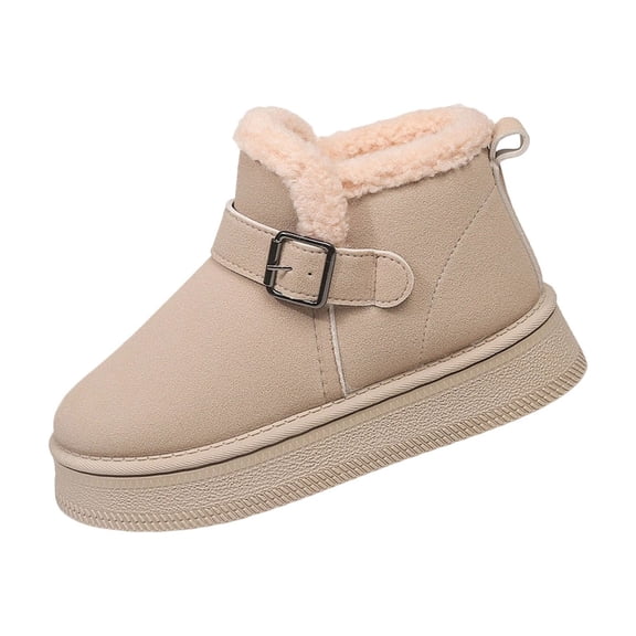 Lovzfmll Winter Boots for Women, Plus Size Snow Boots Round Toe Chunky Heel Winter, Chunky Low Heel Round Toe Booties Warm Casual Khaki Boots